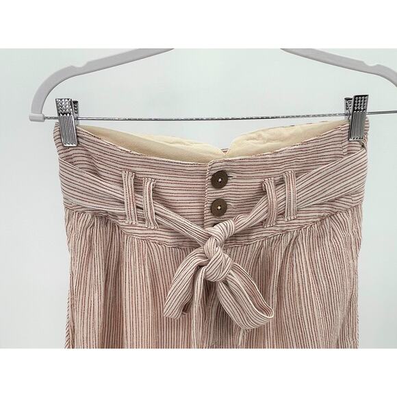Free People Harem Pants Textured High Waist 0 Summer Beach Crop Nautical Stripes - Picture 7 of 16